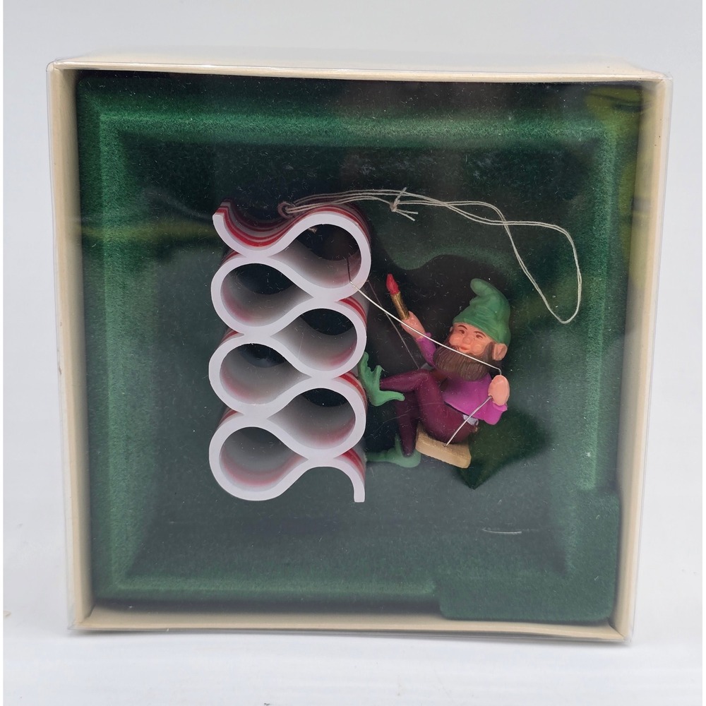 Vintage 80s Hallmark Ornament Elf Artist 1982 Painting Ribbon Candy w/ Box